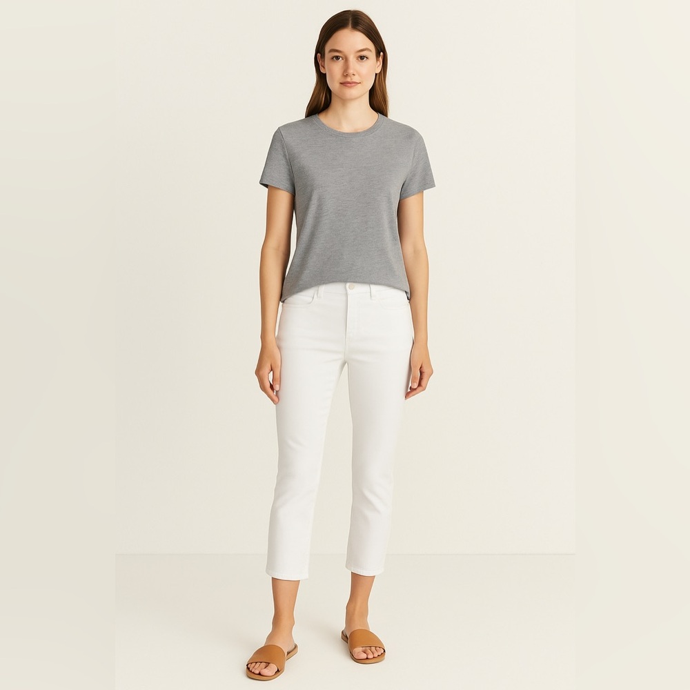 Skinnygirl Women’s 4 Petite Chalk White Pull-on Cropped Skinny Denim Pants